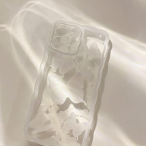 Miniatura 6 de Jusy Funda compatible con iPhone SE 20223rd2020, iPhone 87, cubierta de teléfono transparente de mariposa blanca de cristal estética, bonita piel de