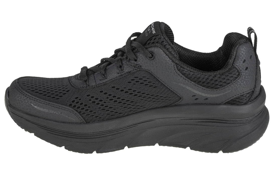 Skechers D'lux Walker Infinite Motion, Zapatillas Mujer, Black Leather Mesh Trim, 38.5 EU