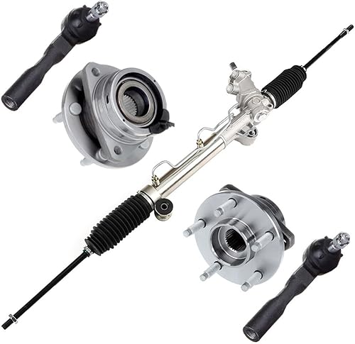 SCITOO - Complete Power Steering Rack and Pinion Assembly + Wheel Hub Bearings + Outer Tie Rods For Chevrolet for Malibu 2006-2010,For Pontiac G6