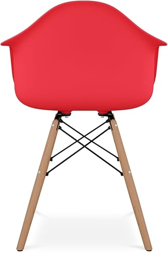 Miniatura 5 de Sillones piramidales de plástico y madera de haya de 17.5" en rojo (juego de 2)