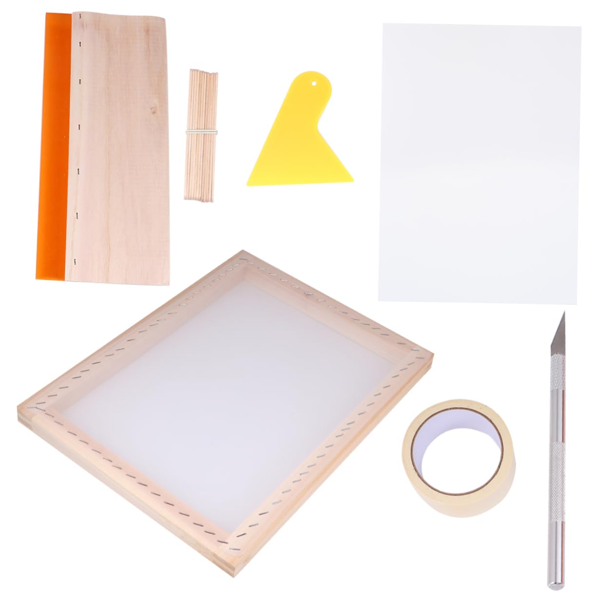 SHINEOFI T Strumento 1 Set Strumenti Di Stampa Fai Da Te Telaio Di Stampa Starter Kit Per La Stampa Di Camicie Kit Di Strumenti Per La Serigrafia Cornice Chiara Camicia Di Legno Schermo