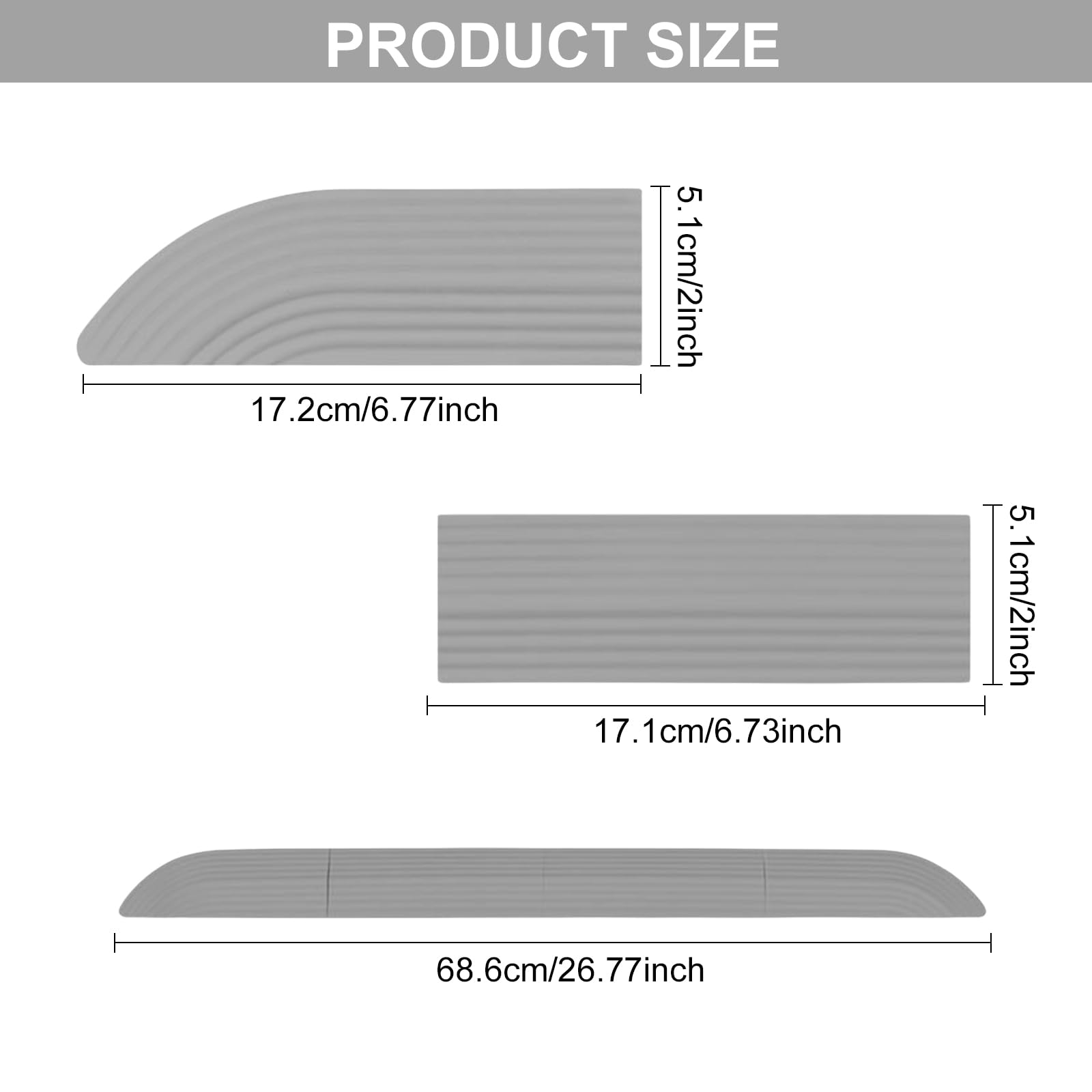 Antideslizante Rampa de Umbral para Robot Aspirador de TPE, Longitud Ajustable, Gris 68,6 cm
