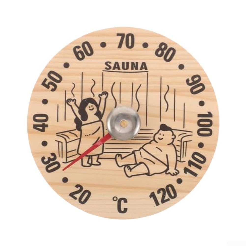 Higrómetro Termómetro Sauna Analógico de para madera Sin Pilas Medidor Temperatura Humedad Pared 12x12cm Calor Hogar