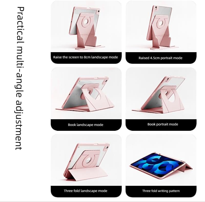 720 Rotating Tablet Case for iPad Pro 12.9-inch 2022/2021/2020/2018 Generation 12.9" Magnetic Detachable Tablets Casing, Stand Floating Back Cover (Pink, iPad Pro (12.9"))