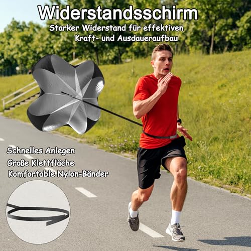 Suusolny Fußball Trainingsset Fussball Trainingszubehör Kinder Fußball Kick Trainer Enthält 6m Koordinationsleiter, 6 verstellbare Hürden, 12 Kegel, Schleppfallschirm & Aufbewahrungstasche