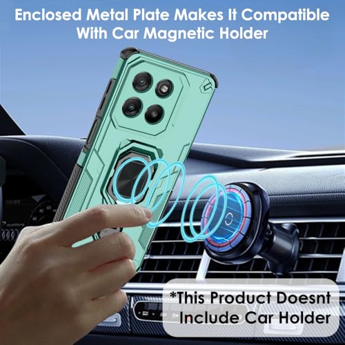 Image of TheGiftKart Tough Armor Bumper Back Case Cover for Motorola Moto G67 Power / G57 Power 5G | Ring Holder & Kickstand in-Built | 360 Degree Protection Back Cover for Moto G67 Power 5G (PC & TPU, Green)
