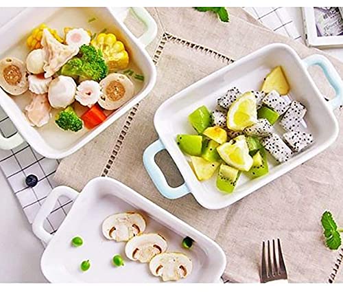 Foraineam 6 Pieces Bakeware Set, White Porcelain Souffle Dishes Creme Brulee Ramekins, 6-1/4 x 4-3/4 inch Rectangular Baking Pans with Double Handles - Image 5