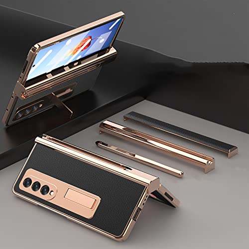 Étui de protection complète en cuir premium et finitions galvanisées pour Galaxy Z Fold 4 3