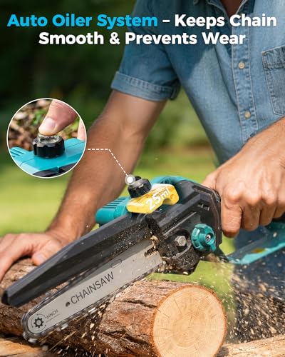 Image of 6 inch Mini Chainsaw Cordless for Wood Cutting, 1000W Brushless Motor,