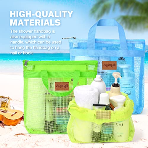 3-Pcs-Portable-Mesh-Shower-Caddy-Tote-Quick-Dry-Tote-Bag-Mesh-Beach-Bags-for-Women-Hanging-Toiletry-and-Bath-Organizer-for-Travel-Swimming-Sports-Gym-Camp-Shopping-College-Dorms-Blue-Green-Yellow