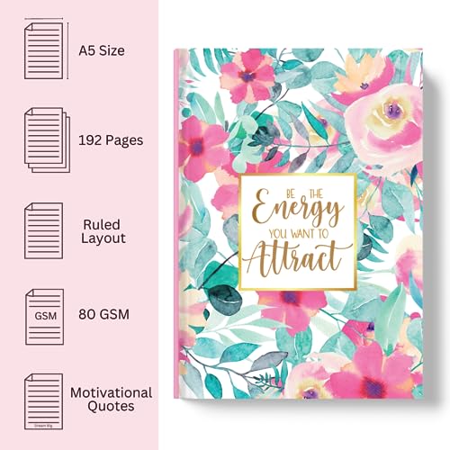 Image of LAURET BLANC Hardbound Ruled Diary Journal- A5 Size, 192 ruled pages, 80 GSM (Be The Energy You Want To Attract)