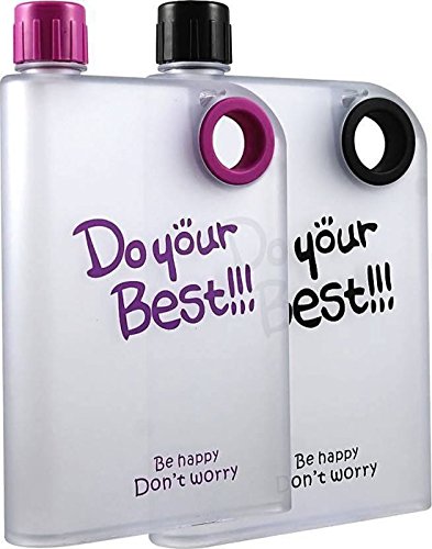 Maharsh A5 Notebook Style Ultra Slim Water Bottle BPA Free Pack of 2 (MultiColor)