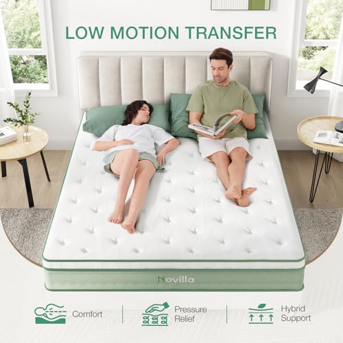 Image of Novilla King Size Mattress, 10 Inch Hybrid Mattress, Gel Memory Foam & Individually Wrapped Pocket Coils Innerspring for Cozy Sleep, King Mattresses in a Box, Medium Firm with Pillow Top