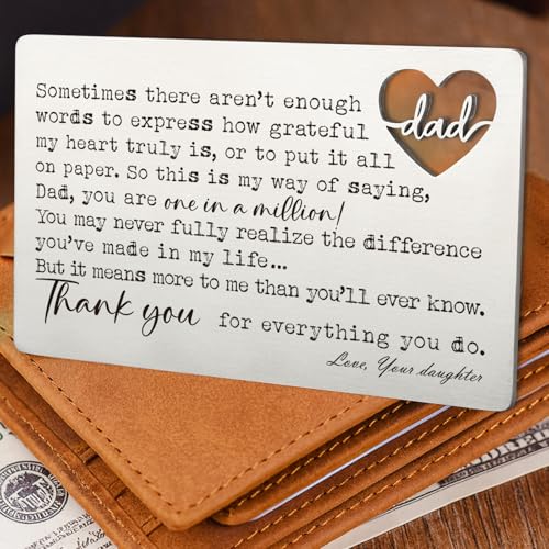 Image of YODOCAMP Dad Appreciation Wallet Card, Thank You Gift from Daughter, Encouraging Greeting Card for Father, One in a Million Message, Pocket Size Appreciation Card QBK19