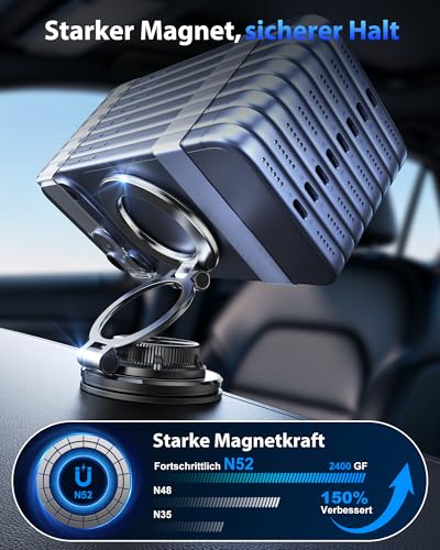 Glangeh Ganzmetall Ultradünne handyhalterung Auto Magnet, [95 LBS starker Vakuum- und Gel-Saugnapf] autohalterung magsafe mit Metallring, 360° verstellbar kfz Armaturenbretterzubehör für Alle Handys
