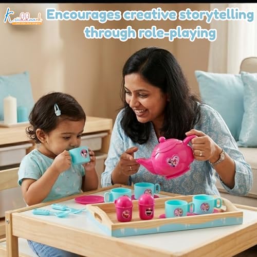Image of Minnie Mouse 15-Piece Tea Party Set for Kids - Pretend Play Kitchen Toy with Electronic Kettle, Realistic Boiling Sounds & Lights - Safe, Non-Toxic Birthday Gift for Girls & Boys, Ages 3+
