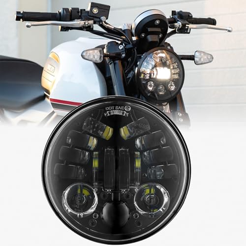 DREAMIZER Phare LED Moto de 5.75 Pouces Homologué E avec Clignotant DRL Compatible avec Harley Dyna Softail Sportster Nightster 48 Iron 883 1200 Wide Glide...