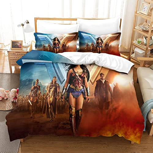 Juego De Fundas Edredón con Impresa En 3D Juego De Wonder Woman 3 Piezas,Juego De Cama con...