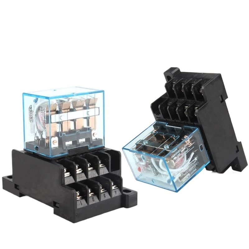 Relé intermedio HH64P LY4NJ 10A, microrelé electromagnético pequeño ACDC12V24V AC110V 220V 380V con base de enchufe de 14 pines PTF14A(With socket,DC 12V)