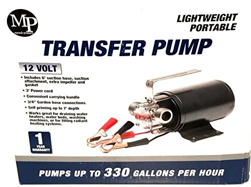 12-volt DC 1/10th HP 330 GPH Battery Powered Portable Mini Water Transfer Utility Pump with Metal Connectors for Standard 3/4" Garden Hose Great for removing water from Boats Water Yard or Garden - Thumbnail 2