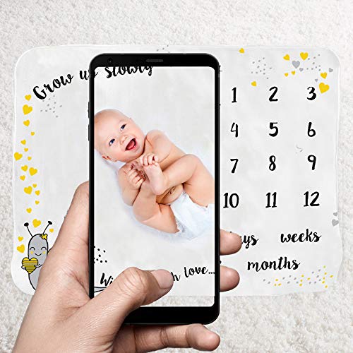 Image of Baby Monthly Milestone Blanket for Newborn Boys and Girls - Perfect Weekly - Monthly - Yearly Blanket 40 inch x 50 inch - Snail Blanket Theme