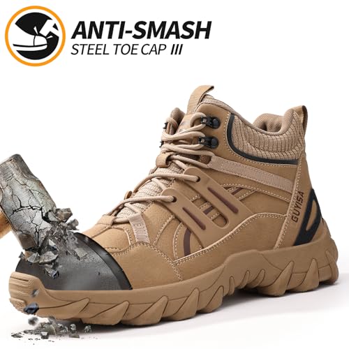 Image of Steel Toe Boots for Men Work Indestructible Safety Boots | Impact-Resistant, Puncture-Resistant, Comfortable, Wear-Resistant, Construction Factory, Warehouses, Jobsites