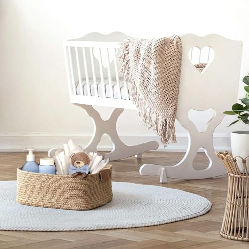 Image of ALBY Woven,Tall Wicker Laundry Basket for Blankets,Clothes,Pillows,Toys,Shoes Large Cotton Laundry Hamper for Bedroom Living Room Bathroom Nursery (12''l x 8''d x 5''h inch, brown rect)