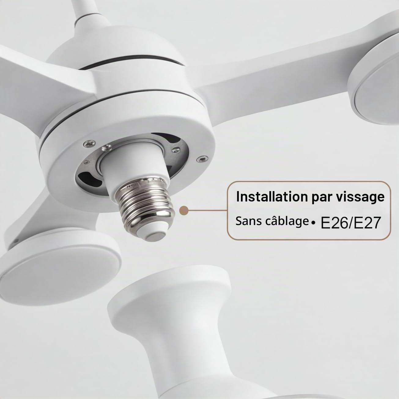 Ventilateur Plafond LED Dimmable 3 Pales Silencieux avec Télécommande pour