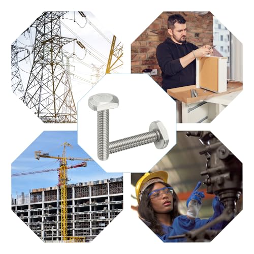 Image of PATIKIL M8 x 40 mm T Slot Bolts, 10 Pcs 304 Stainless Steel Drop-in Bolt T Shape Stud Sliding Screw Metric Thread Hammer Head Bolt for T Track, Silver