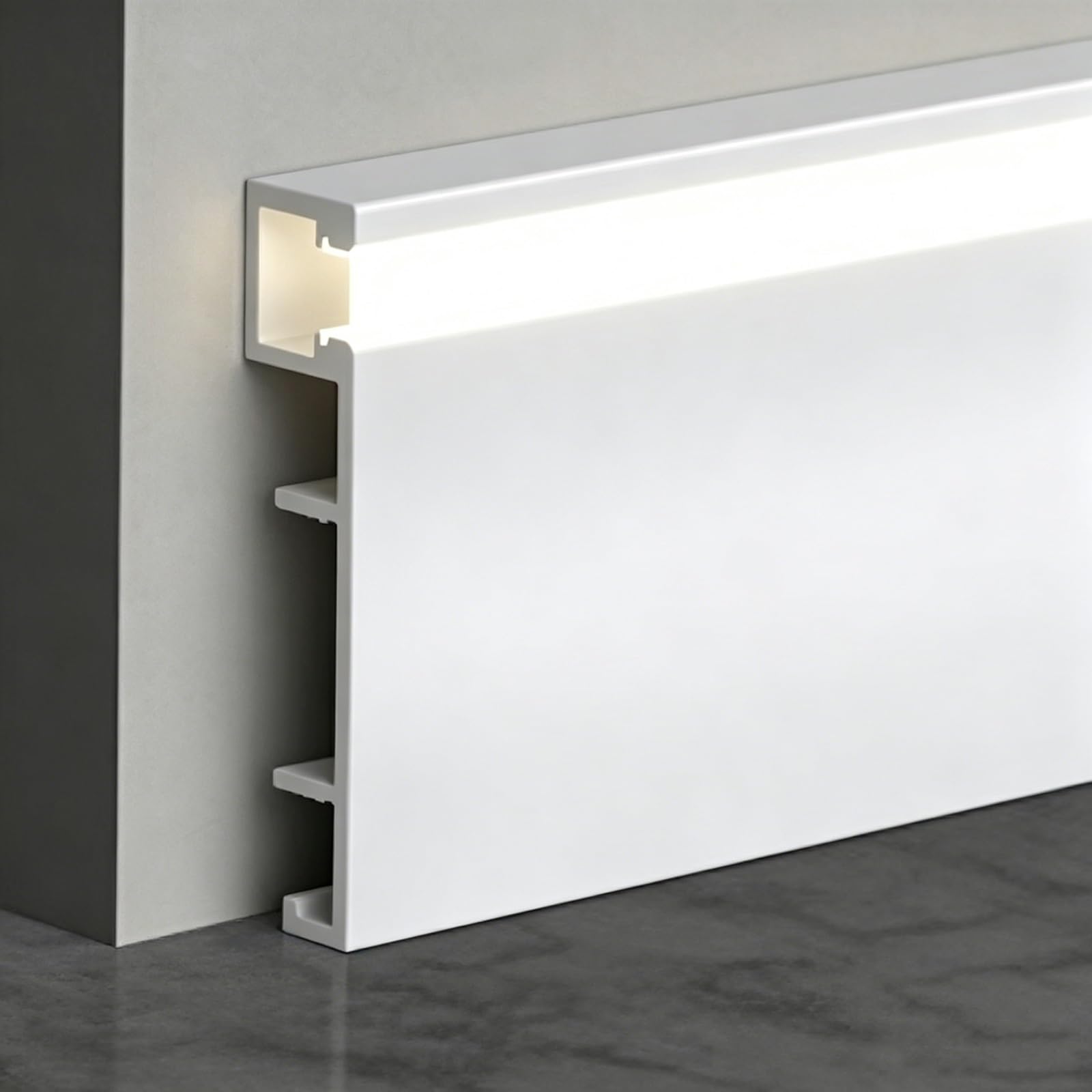 Apartment DIY Baseboard Trim, Customizable Indirect Lighting Wall Base Molding Trim for 10 Mm Led Strip, Floor Edge Protection Molding(B 8cm/3'',2.4m/7.9ft)