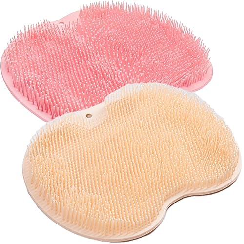 Thecom フットブラシ 足洗いマット 足裏ブラシ フットケアブラシ 人気 垢すり お風呂グッズ スポンジ アカスリ 足裏 消臭 角質除去 臭い防止 フットケア ブラシ 足 ケア かかと お風呂 (オレンジ&ピンク 各1枚ずつ)