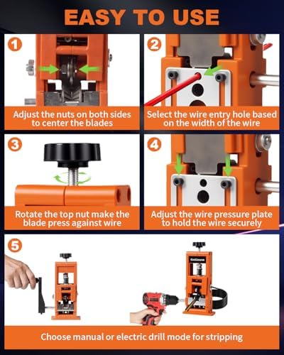 Wire Stripper Machine,0.04-1 Inch Scrapping Copper Wire Peeler Machine, Drill Powered/Hand Crank Dual-drive Wire Stripper Tool for Scrap Copper Recycling & DIY etc. — 사진 5