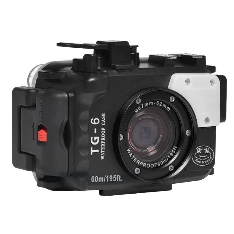 Seafrogs Waterproof Case for Olympus TG-6, Underwater Camera Housing with Quick Release Mount can Effectively Waterproof up to 60M/195FT, Inbuilt Leak Detection Sensor(Black)