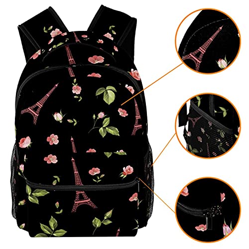 Sac à dos d'écolier ordinateur 14 pouces multicolore à motif fleurs et papillons - 3