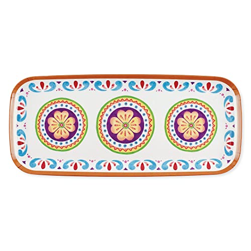 UPware Cinco de Mayo Melamine Serving Tray, 15 x 6.5 Inch Rectangular Serving Platter, BPA Free Food Tray for Party Entertaining