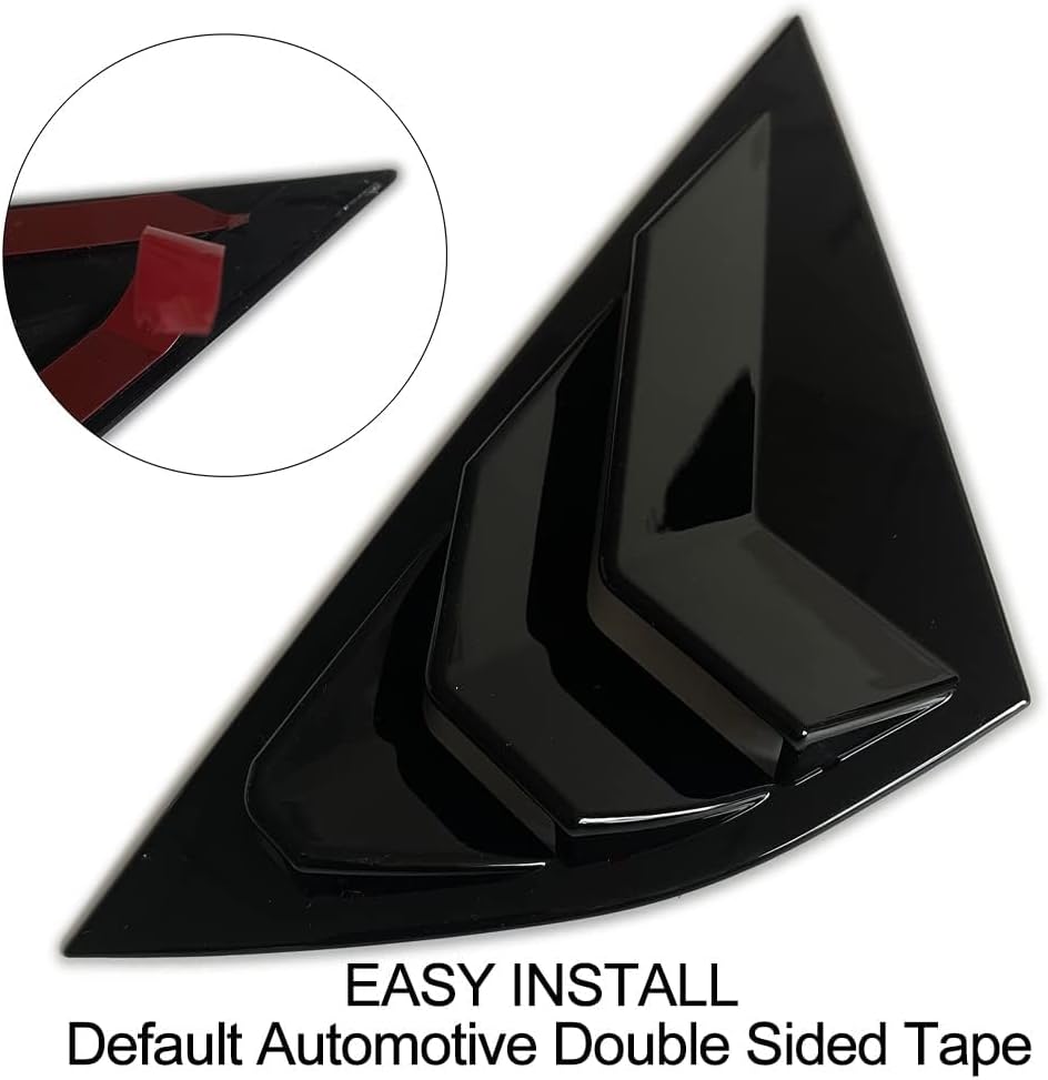 BestEvMod Compatible with 2026 2025 2024 2023 2022 2021 Mustang Mach E Quarter Side Window Scoop Louvers Cover Window Visor Cover ABS (Glossy Black)