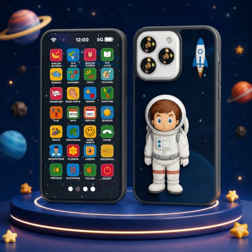 Image of Educational Toy Mobile Phone for Kids (2+ Years), Rechargeable 28 Learning Functions, Screen-Free Interactive Play Smart Phone, Sounds, Music, Numbers, Animals, Colors, Gift (Astronut)