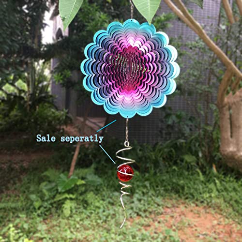 Fonmy Wind Spinner Stainless Steel 3D Hanging Garden Decoration For Indoor Outdoor Blue-Pink Sunflower Metal Wind Spinners-12Inch #TOP4