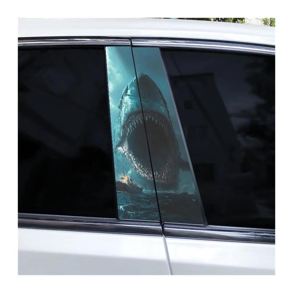 Body Parts 1pair Car Door Pillar Decoration Sticker Horror Shark Sticker DIY Car Center Column Sticker(G)