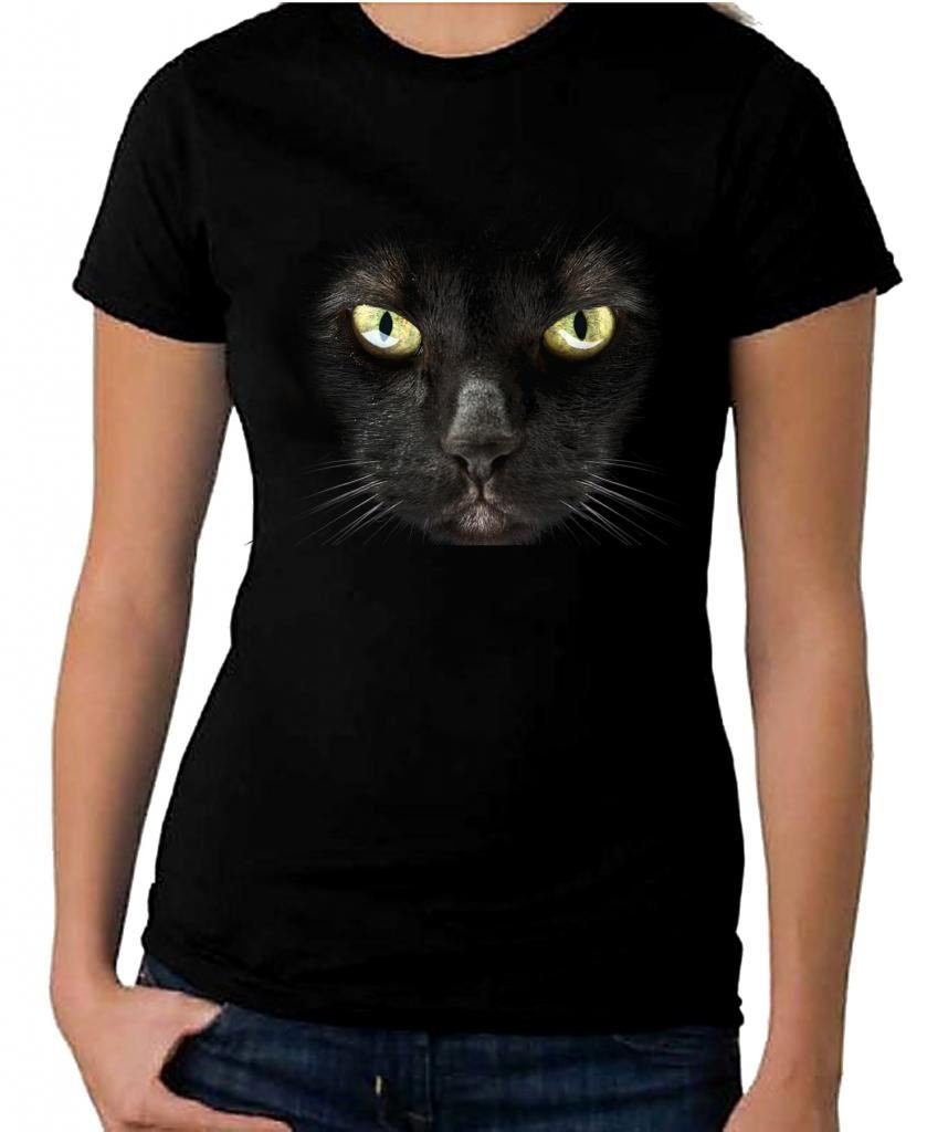 Tribal T-Shirts Women's Black Cat Halloween T-Shirt (Small, )