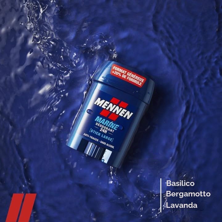 Mennen - Set di 6 deodoranti, tonico 24h x2, Marine 24h x2 e Natural Force 48h x2, bastoncini larghi senza alcool anti impronte