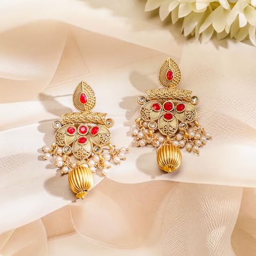 Image of Rubans Long Necklace Set Gold Plated Traditional Stylish Multicolour Jewellery Gift for Women & Girls