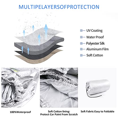 Image of Car Cover Waterproof All Weather for Automobiles, Outdoor Full Cover Rain Sun UV Protection for Land Rover Discovery 4 5 LR4 LR5 Auto Full Exterior Covers