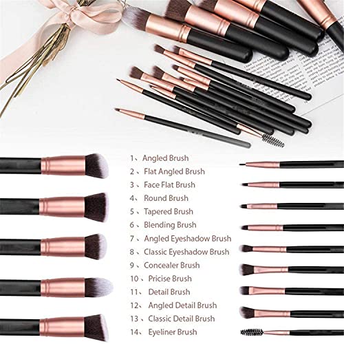 COOLBABY-14-Piece-Makeup-Brush-Set-Rose-GoldBlack