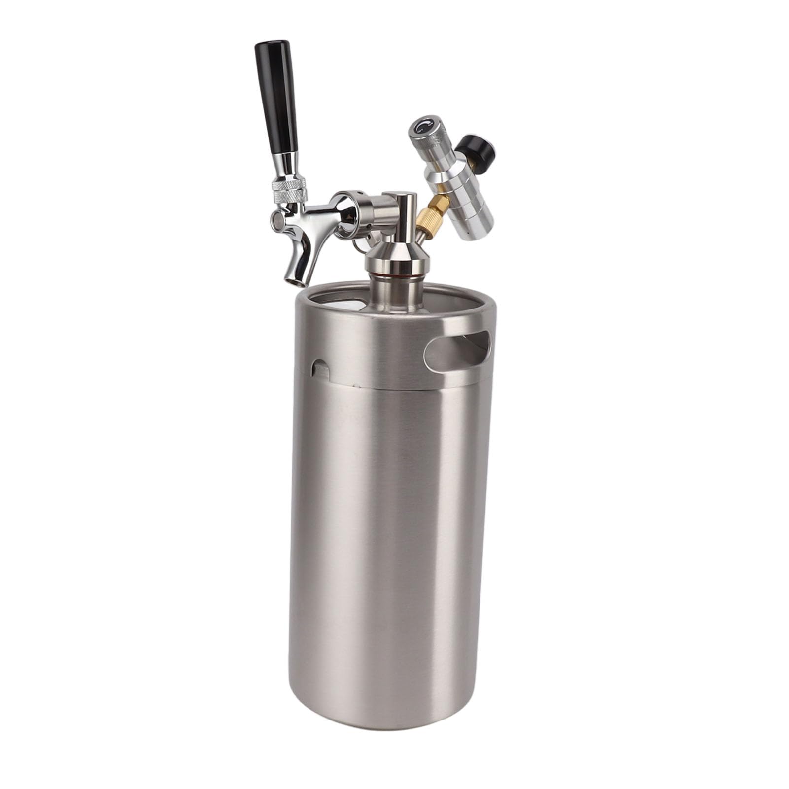 3,6 l Mini-Edelstahlfass mit Wasserhahn, 150 PSI Manometer, Druckbierspender, Heimbrausystem für Craft-Beer-Enthusiasten, langlebige Brauausrüstung