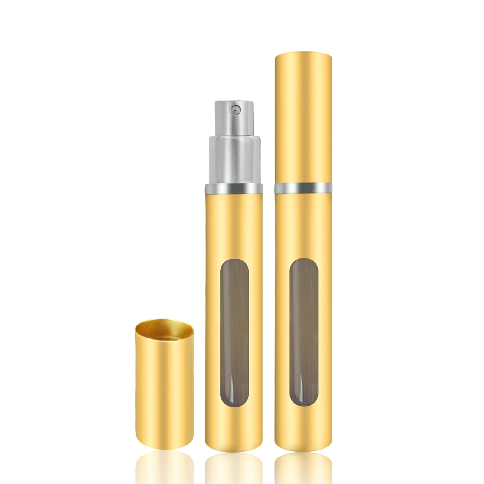Fivexing 2Pcs Refillable Perfume Atomizer Bottles,Portable Mini Separate Perfume Bottle,Travel and Outings Spray Boxes Dispensers 5ml/0.2oz( Gold)