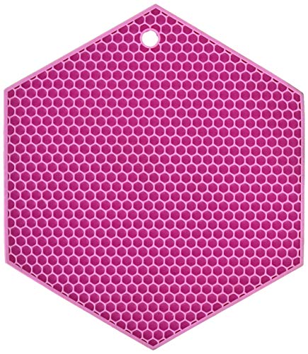 Lamson HoneyComb HotSpot Pot Holder, 7" x 7", Pink, Silicone