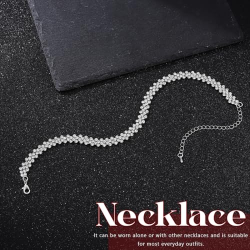 Handcess Braut Hochzeit Strass Halskette Silber Glitzernde Kristall Ketten Brautkette Schmuck für Frauen