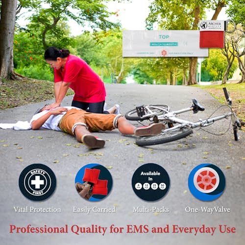 Image of CPR Mask for Pocket or Key Chain, CPR Emergency Face Shield with One-Way Valve Breathing Barrier for First Aid or AED Training, Archer MedTech (6)