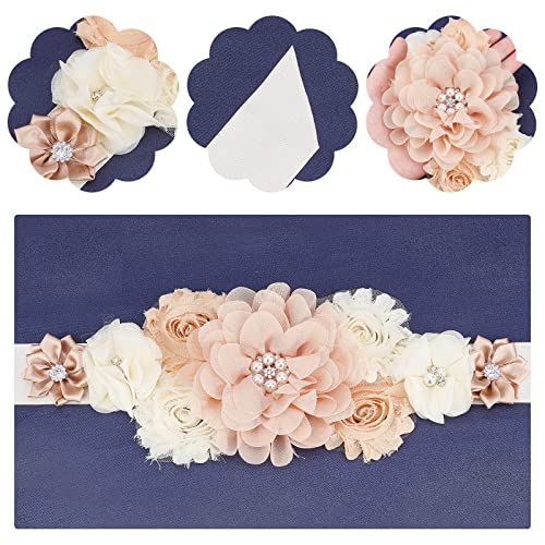 CRASPIRE Bridal Wedding Sash Belt with Flowers Pearls Khaki Rhinestone Bridal Belt 85 Inch Crystal Wedding Dress Belt for Women Brides Bridesmaids Dress Wedding Accessories4